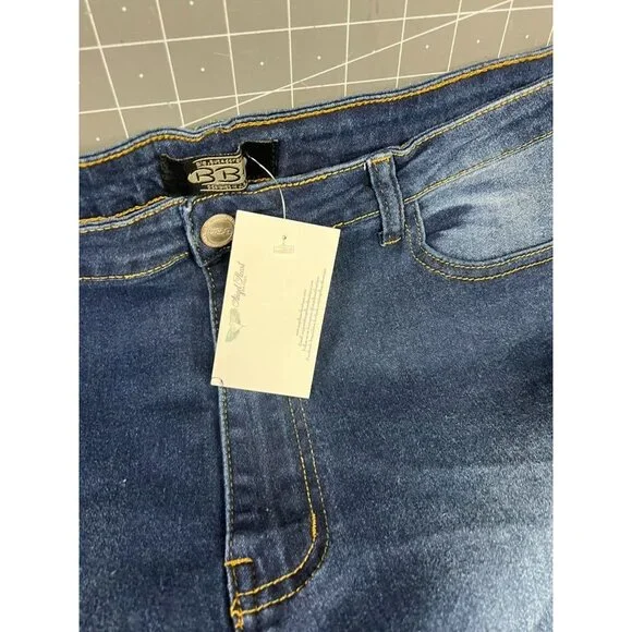 Big But Adorable Women's Denim Jeans 3XL Dark Wash Distressed Style JBBA-817 New - Picture 3 of 9